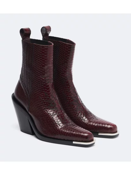 Botine Rabanne din piele cu model piele de șarpe