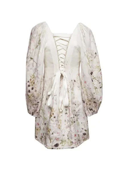 Rochie mini Zimmermann cu model floral cu imagine alb