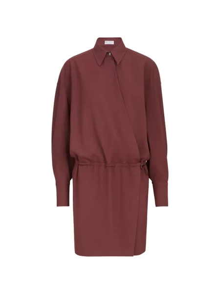 Rochie tip cămașă Brunello Cucinelli de lână roșu