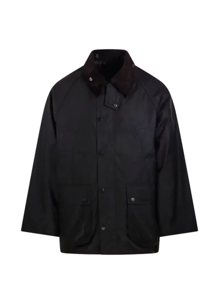Με κολάρο κερωμένος μπουφάν Barbour κοτλέ μαύρο