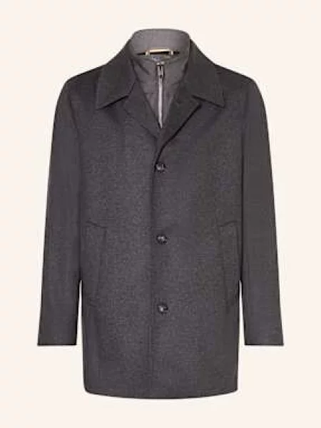 Boss Vlněný Kabát Clark S Odnímatelnou Krycí Légou tmavě šedá