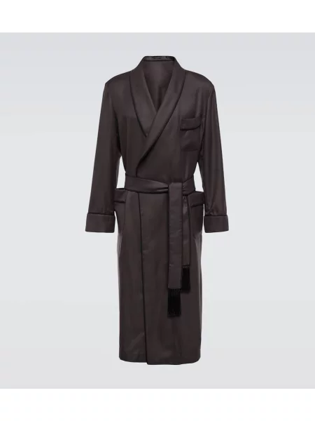 Szlafrok Tom Ford z kaszmiru brązowy