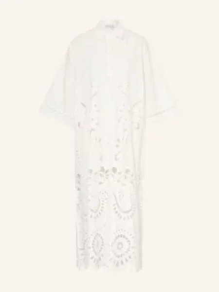 Miss June Sukienka Koszulowa Adria Z Koronką Ażurową I Rękawami weiss biała
