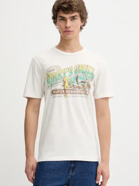 Тениска Hollister Co. с десен бежово