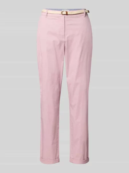 Chinosy o kroju casual fit z dodatkiem bawełny Christian Berg Woman różowe