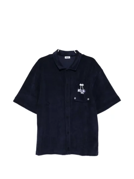 Cămașă Moschino din material terry cu autograf albastru