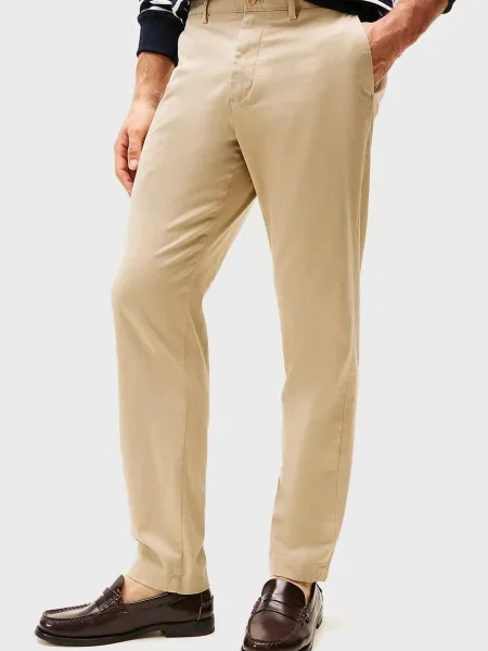 Атласные чиносы Tommy Hilfiger бежевые
