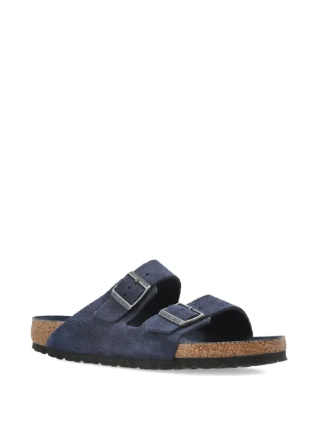 Sandale Birkenstock din piele de căprioară cu cataramă albastru