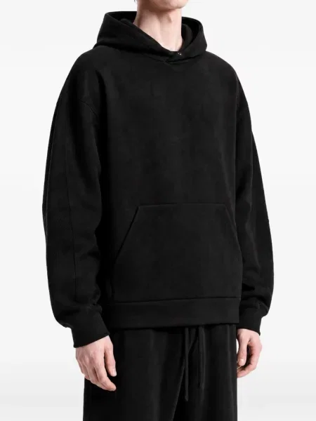 Hanorac cu glugă Hugo Boss Br din piele de căprioară negru