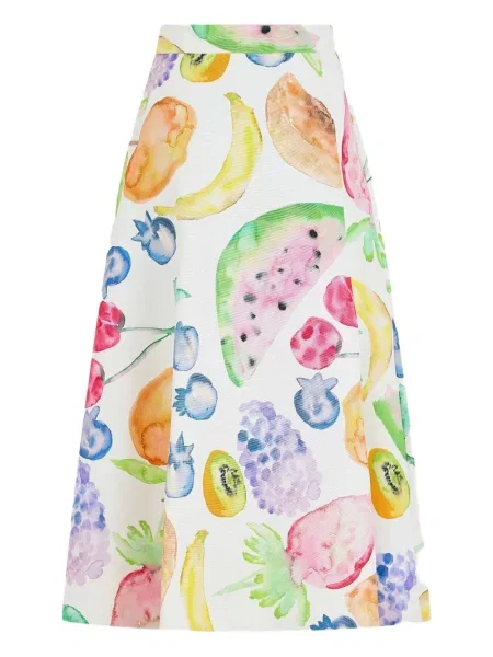 Fustă midi Rosie Assoulin cu imagine până la genunchi alb