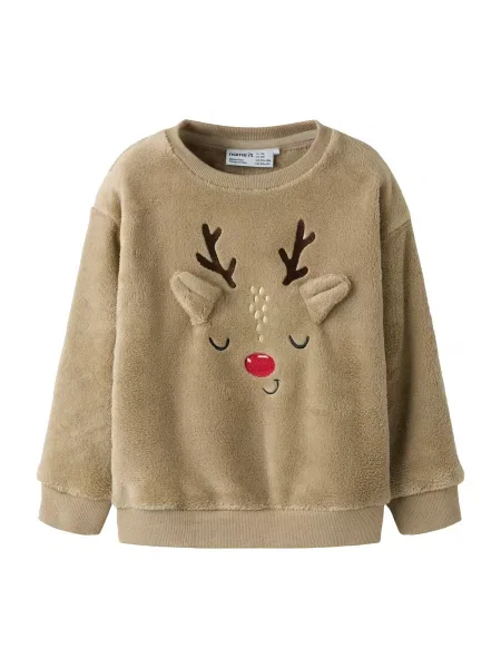 NAME IT Pulover NMNReindeers bej închis / maro închis / roșu alb