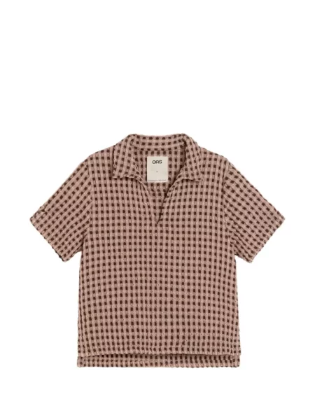 Tricou polo Oas Company în carouri roz