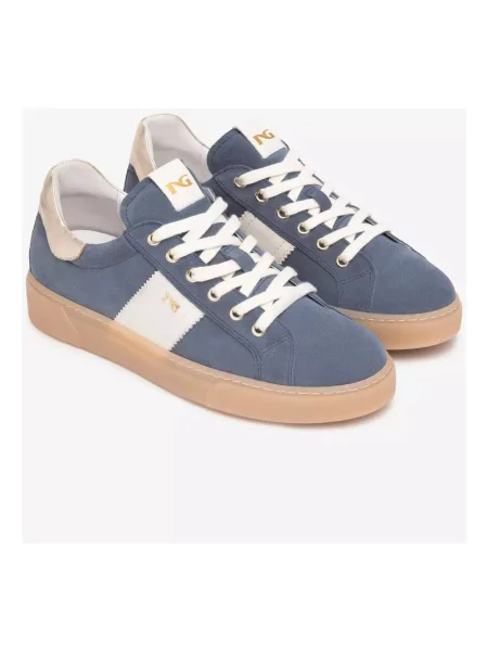 Welurowe sneakersy Nerogiardini niebieskie