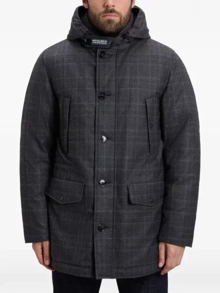 Geacă parka Woolrich în carouri gri