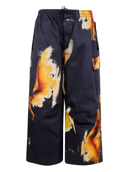 Pantaloni Y-3 cu imprimeu abstract albastru