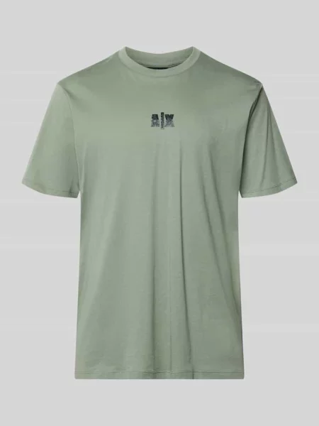 T-shirt z logo i okrągłym dekoltem Armani Exchange zielona