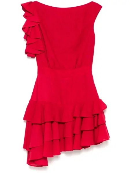 Rochie mini Saiid Kobeisy cu volane scurtă de costum roșu