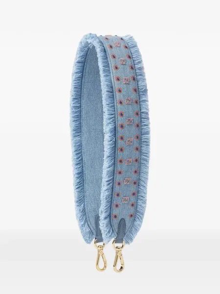 Geantă Fendi cu broderie cu bretele albastru