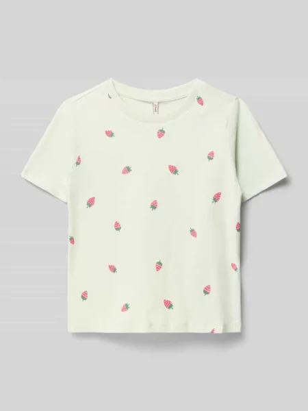Krój regular fit t-shirt z czystej bawełny model BEATE' Only miętowa