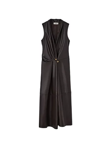 Rochie maxi Retori din piele maro