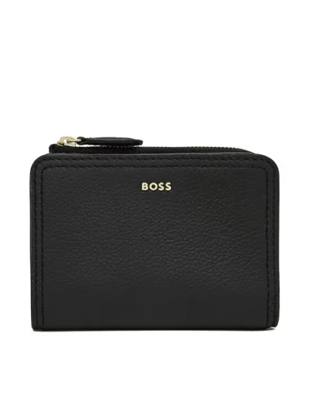 Lniany portfel Boss czarny