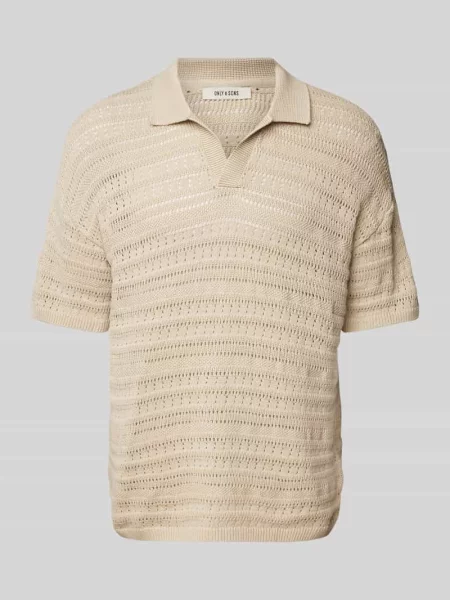 Koszulka polo z fakturowanym wzorem model ‘GRAYSON’ Only & Sons beżowe