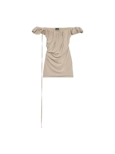 Sukienka mini Jacquemus z dżerseju beżowa
