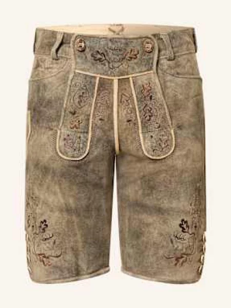 Beckert Kožené Krojové Kalhoty Bischofswiesen tmavě hnědá/ světle hnědá