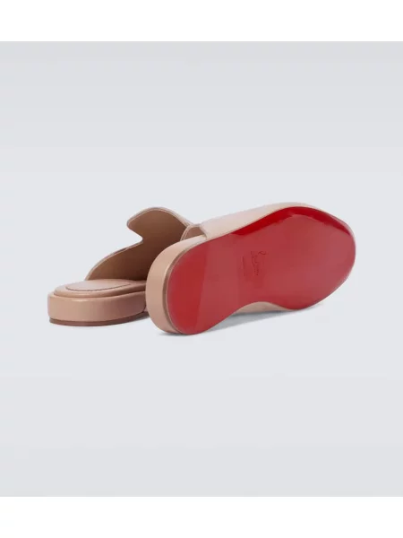 Papuci tip mules Christian Louboutin fără toc bej