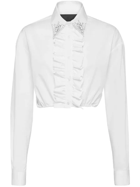 Cropp cămașă Philipp Plein cu volane alb