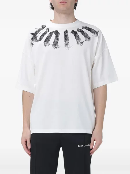 Tricou Palm Angels cu imagine alb