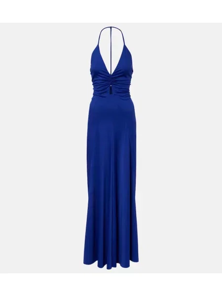 Maxi rochie maxi Victoria Beckham cu volane de costum albastru