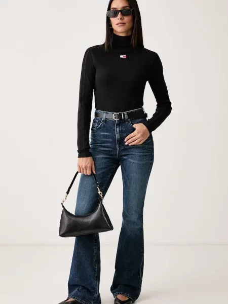 Tricou cu mânecă lungă Tommy Jeans negru