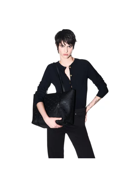 Armani Exchange torebka shopper z imitacji skóry czarna