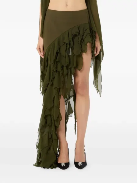 Fustă Blumarine cu volane asimetrică verde