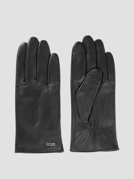 Кожаные перчатки Boss черные