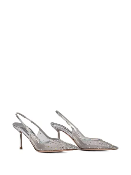Pantofi cu toc Le Silla slingback de cristal argintiu