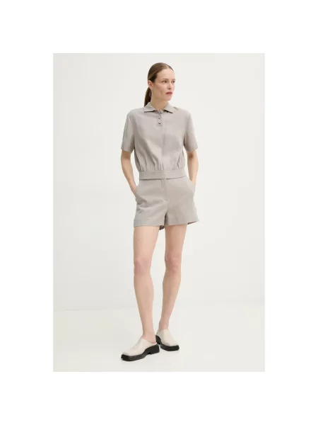Remain szorty gładkie high waist beżowy