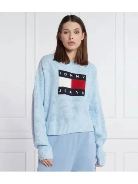 Tommy Jeans Pulover FLAG albastru