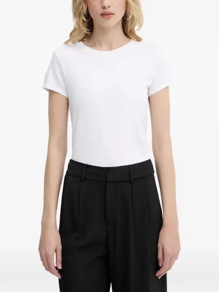 Scurt tricou Armani Exchange cu autograf alb