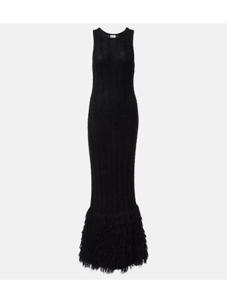 Svilena maksi obleka Khaite črna