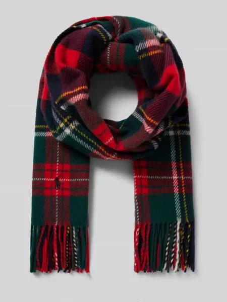 Szal Polo Ralph Lauren wełniana w kratę czerwona