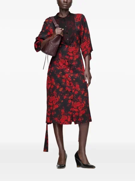 Rochie midi Maison Margiela cu model floral cu imagine negru