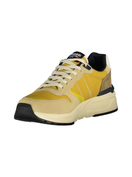 Lniane sneakersy Blauer z logo beżowe