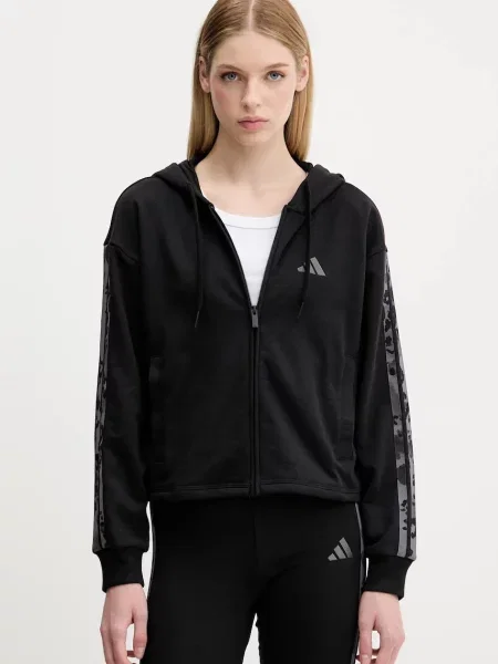 Суичър с качулка Adidas с качулка с апликация черно