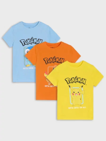 Sinsay trička s potiskem Pokémon 3 pack vícebarevná