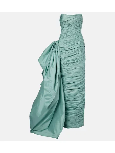 Taft obleka Marmar Halim z draperijo zelena