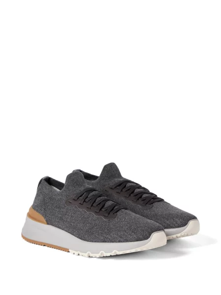 Sneakerși Brunello Cucinelli tricotate gri