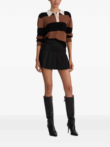 Gulerat lung tricou polo Alice + Olivia maro