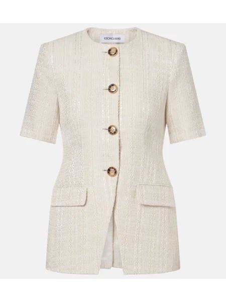 Geacă Veronica Beard din tweed bej